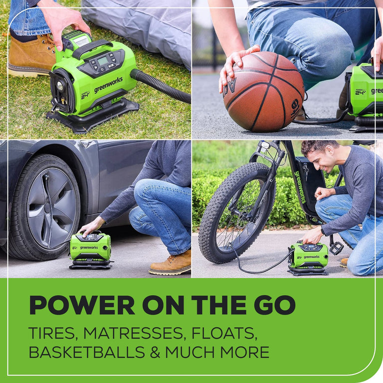 24V Cordless Battery Inflator (Tool Only) | Greenworks Tools