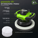 24V 10" Cordless Battery Buffer and Polisher: 2.0 Ah Battery and Charger