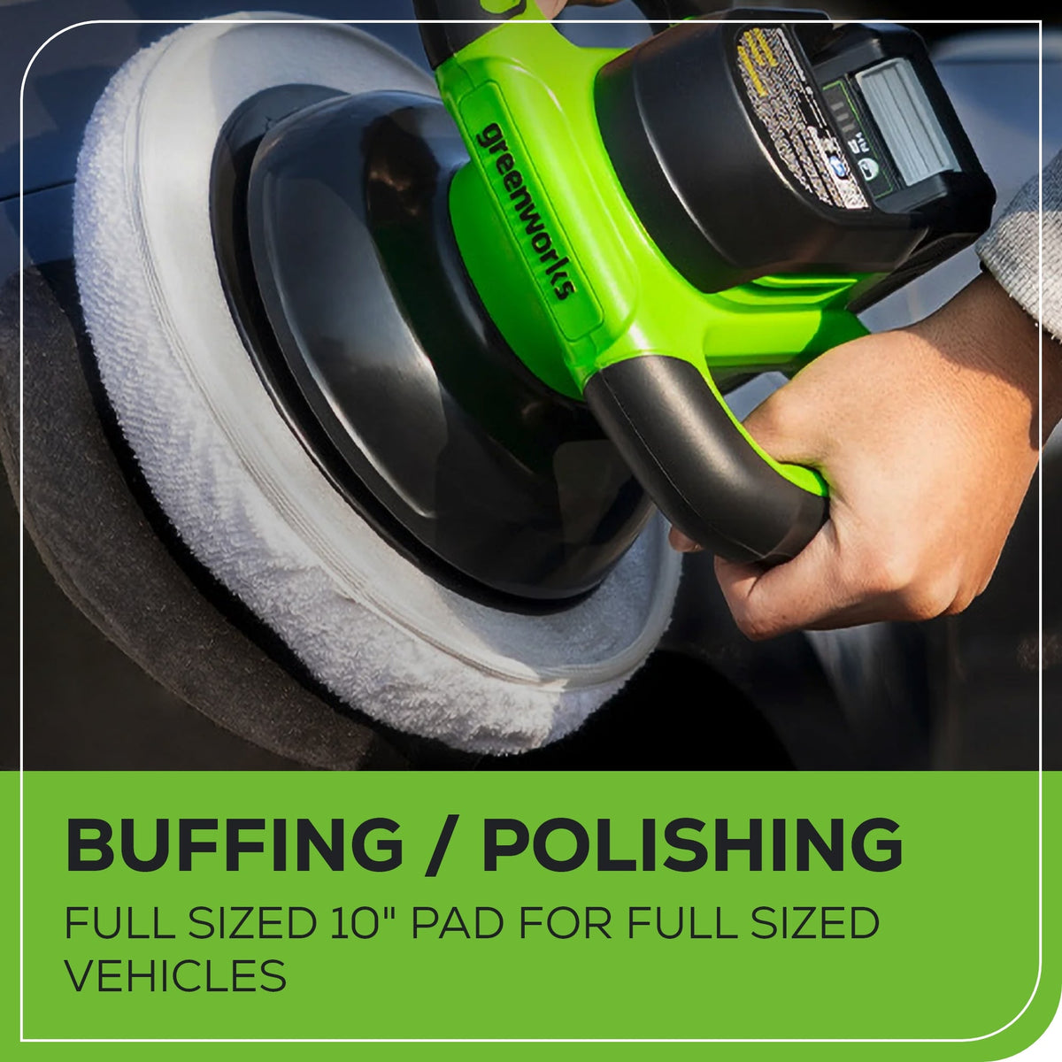 24V 10" Cordless Battery Buffer and Polisher: 2.0 Ah Battery and Charger