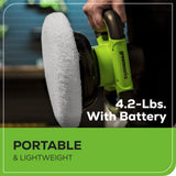 24V 10" Cordless Battery Buffer and Polisher: 2.0 Ah Battery and Charger