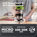 24V Cordless Battery Compact Router: 2.0 Ah Battery and Charger