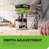 24V Cordless Battery Compact Router: 2.0 Ah Battery and Charger