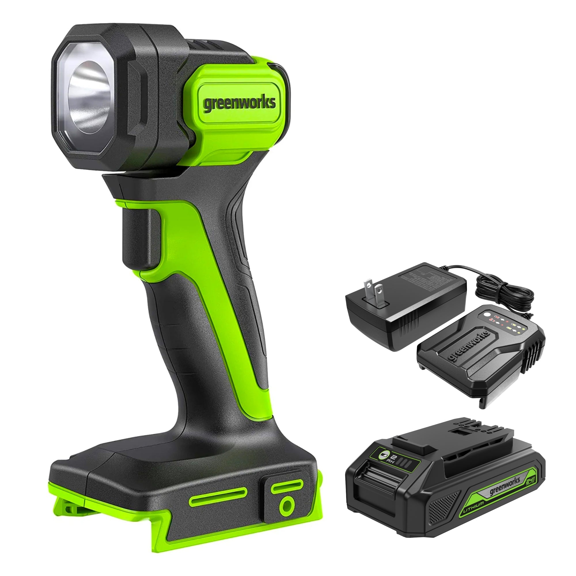 24V 200 Lumen Cordless Battery LED Flashlight: 2.0 Ah Battery and Charger