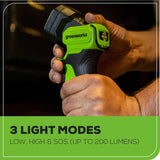 24V 200 Lumen Cordless Battery LED Flashlight w/ 2.0Ah Battery & Charger