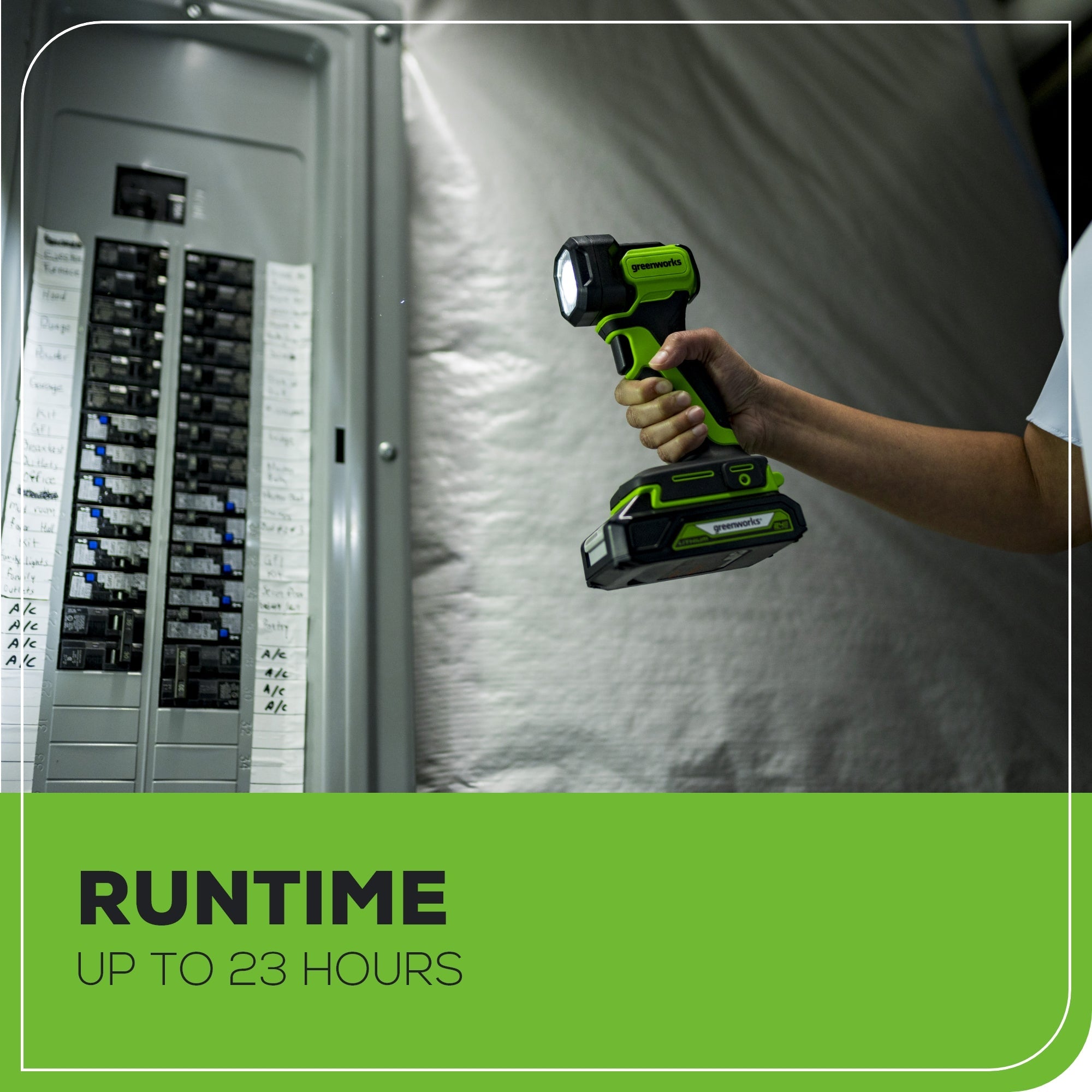 24V 200 Lumen Cordless Battery LED Flashlight w/ 2.0Ah Battery & Charger