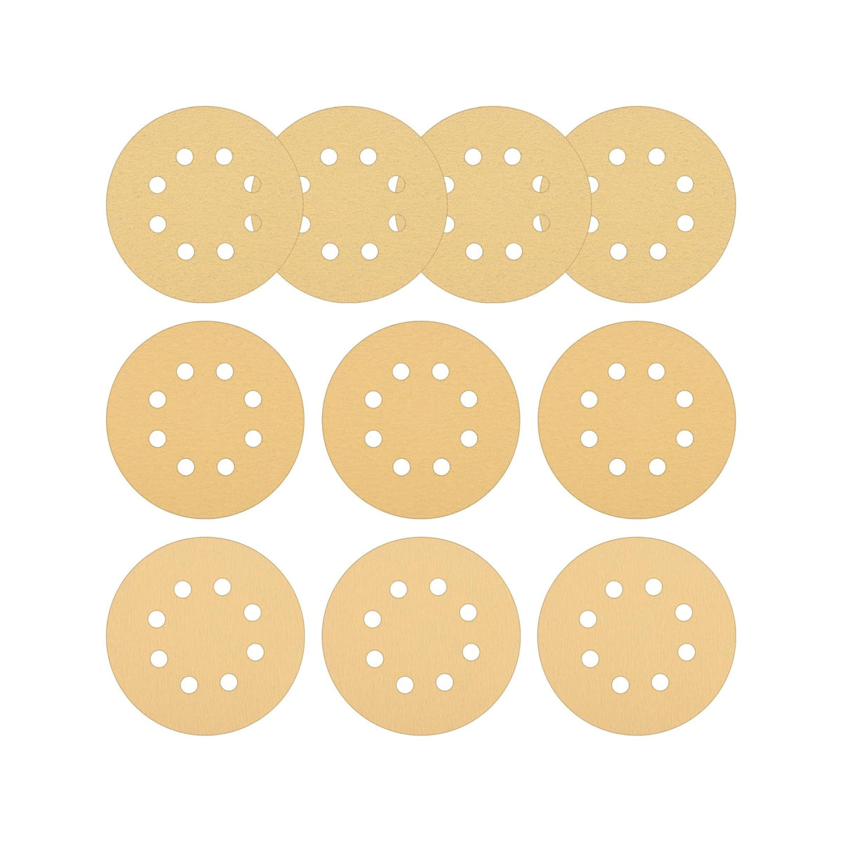 10PC 5" 8-Hole Hook and Loop Sanding Discs Pad Kit Random Orbit Sandpaper