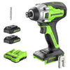 24V 1/4" 2650 in/lbs Brushless Impact Driver Kit: (2) 2.0 Ah USB Batteries, Dual-Port Charger and Bits