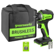 <h3>24V 1/4"1950 in/lbs Brushless Impact Driver Kit</h3><h3>8pc drill/driver bit set</h3>