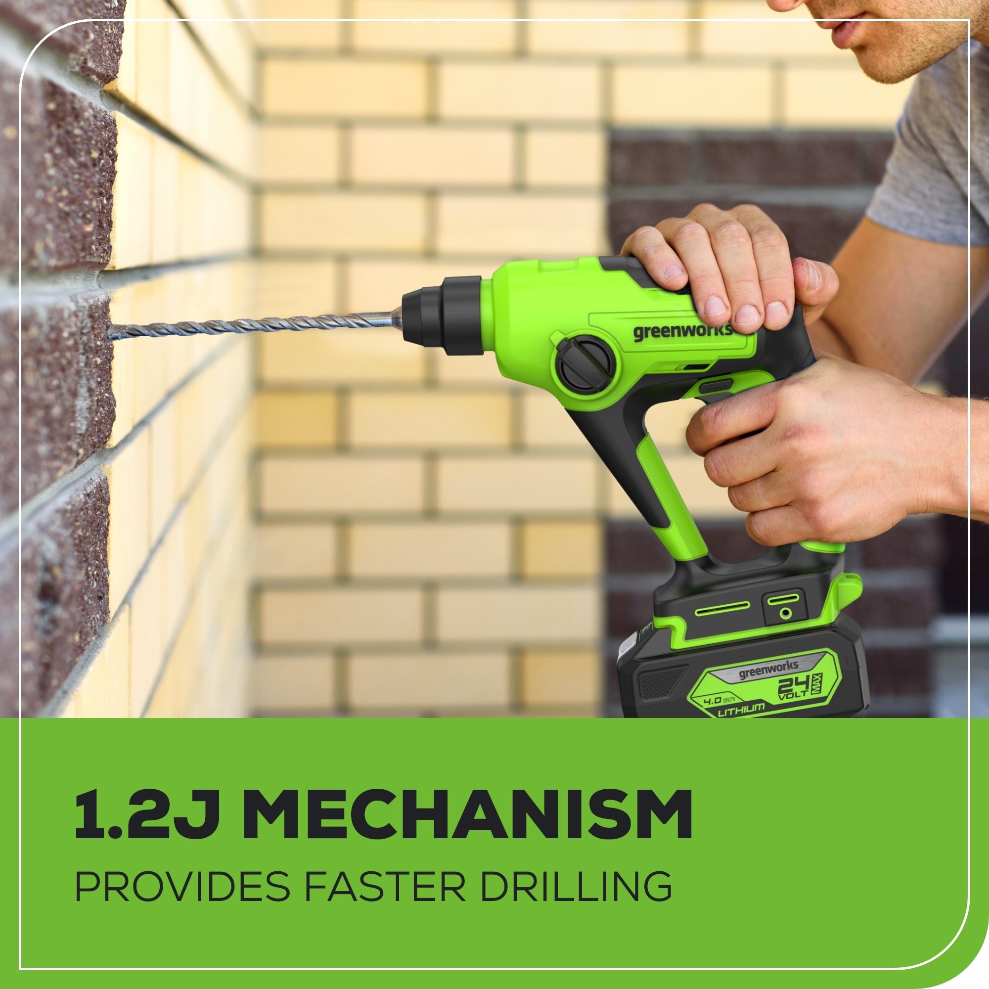 24V SDS 1.2J Brushless Rotary Hammer Drill & (3) 6" Drill Bits w/ 4.0Ah Battery and Charger