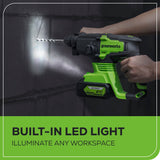 24V SDS-Plus 2J Brushless Rotary Hammer Drill w/ 4.0Ah USB Battery & Charger