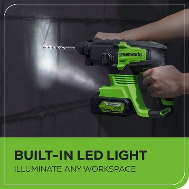 24V SDS-Plus 2J Brushless Rotary Hammer Drill w/ 4.0Ah USB Battery & Charger