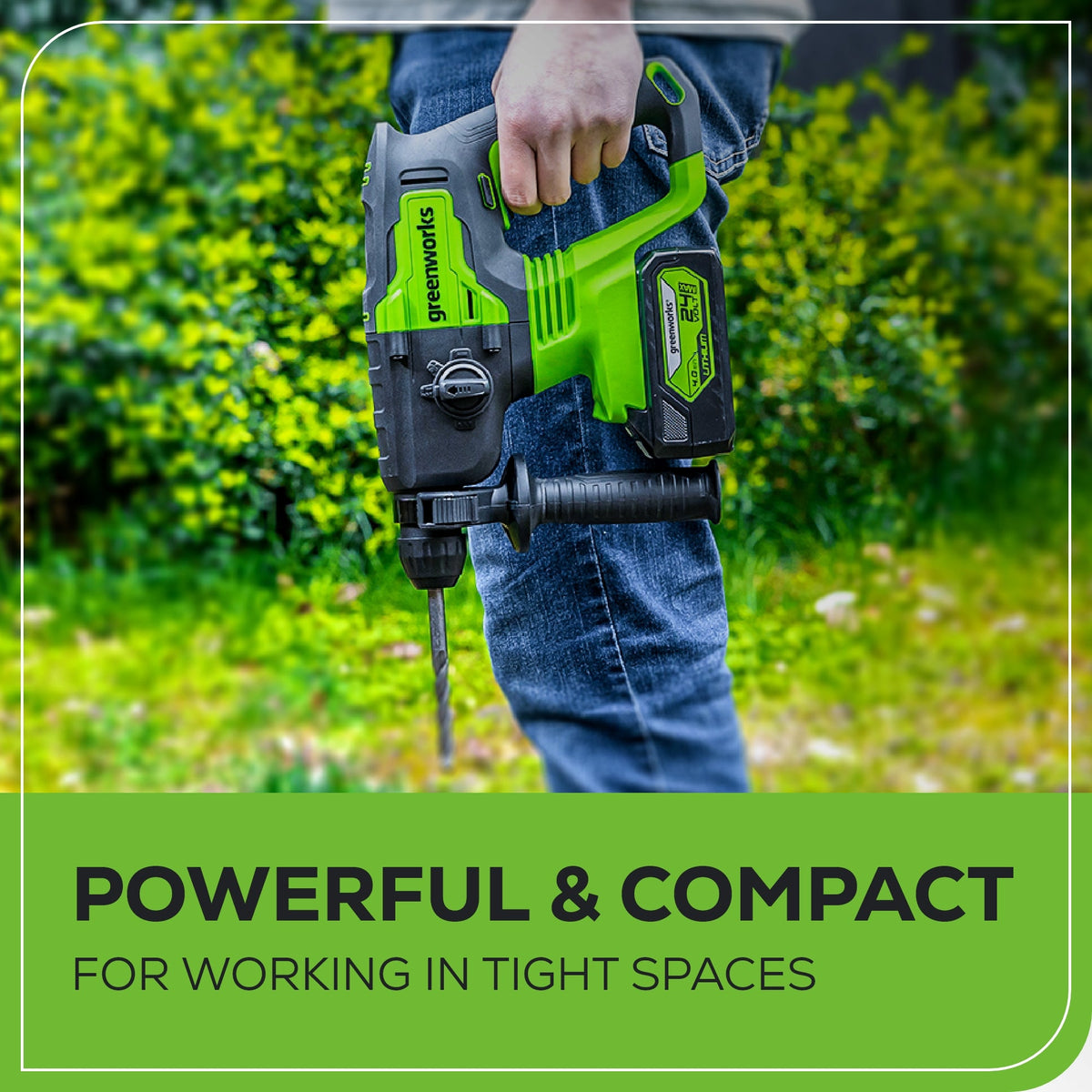 24V SDS-Plus 2J Brushless Rotary Hammer Drill w/ 4.0Ah USB Battery & Charger