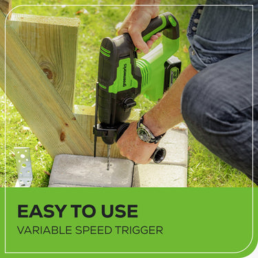 24V SDS-Plus 2J Brushless Rotary Hammer Drill w/ 4.0Ah USB Battery & Charger