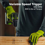 24V Cordless Battery 400 in-lbs Drill / Driver and 1950 in-lbs Impact Driver, Two(2) 2.0 Ah Batteries and 2A Charger