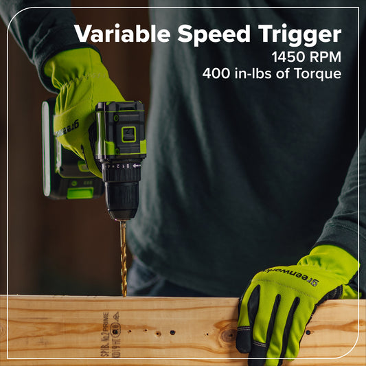 24V Cordless Battery 400 in-lbs Drill / Driver and 1950 in-lbs Impact Driver, Two(2) 2.0 Ah Batteries and 2A Charger