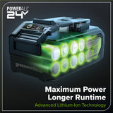 24V Cordless Battery 400 in-lbs Drill / Driver and 1950 in-lbs Impact Driver, Two(2) 2.0 Ah Batteries and 2A Charger