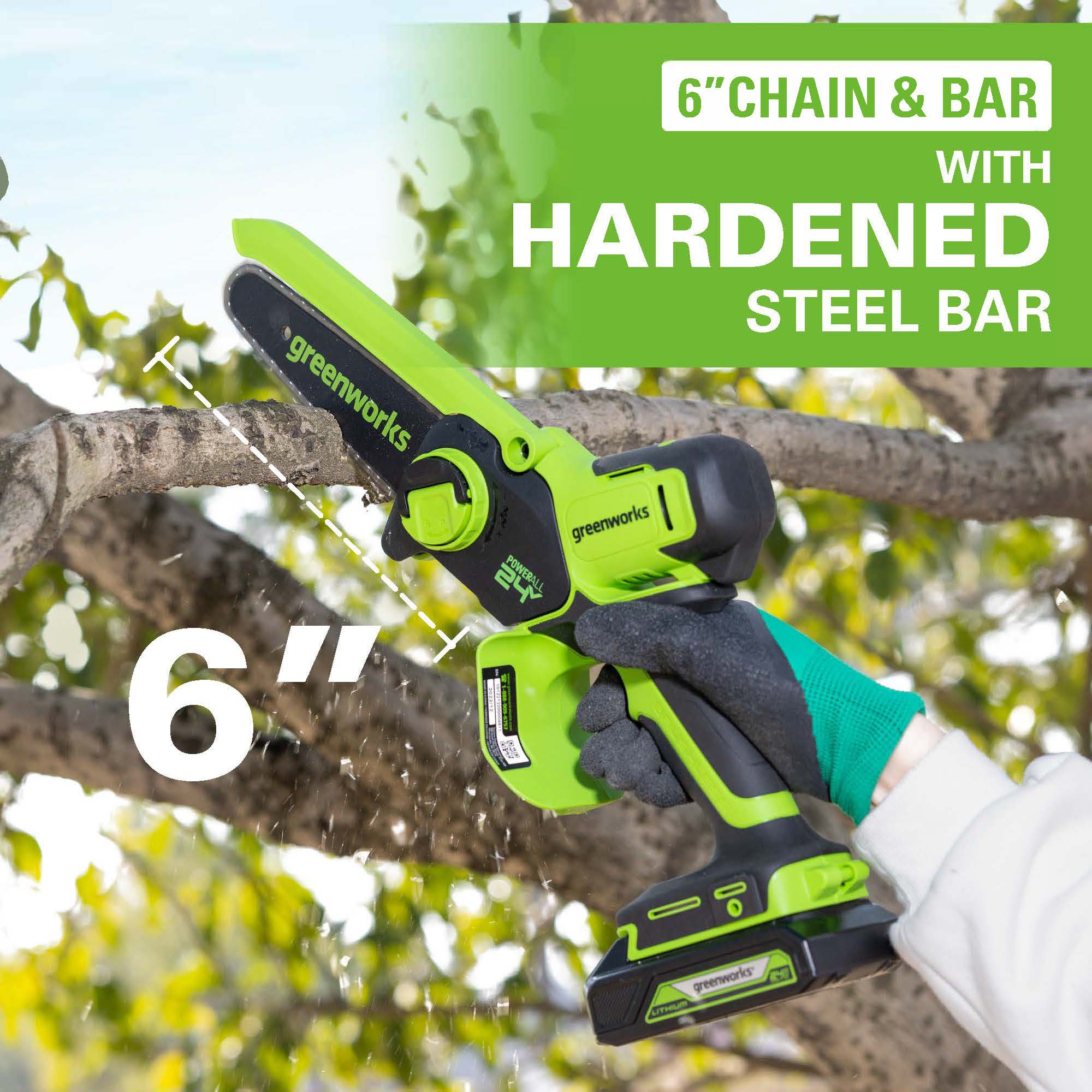 60V 18" Cordless Battery 2.0kW Chainsaw & 24V 6" Pruner Saw w/ (1) 4.0 Ah Battery, (1) 2.0 Ah Battery & (2) Chargers