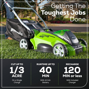 40V 16" Cordless Battery Push Lawn Mower w/ 4.0Ah Battery & Charger