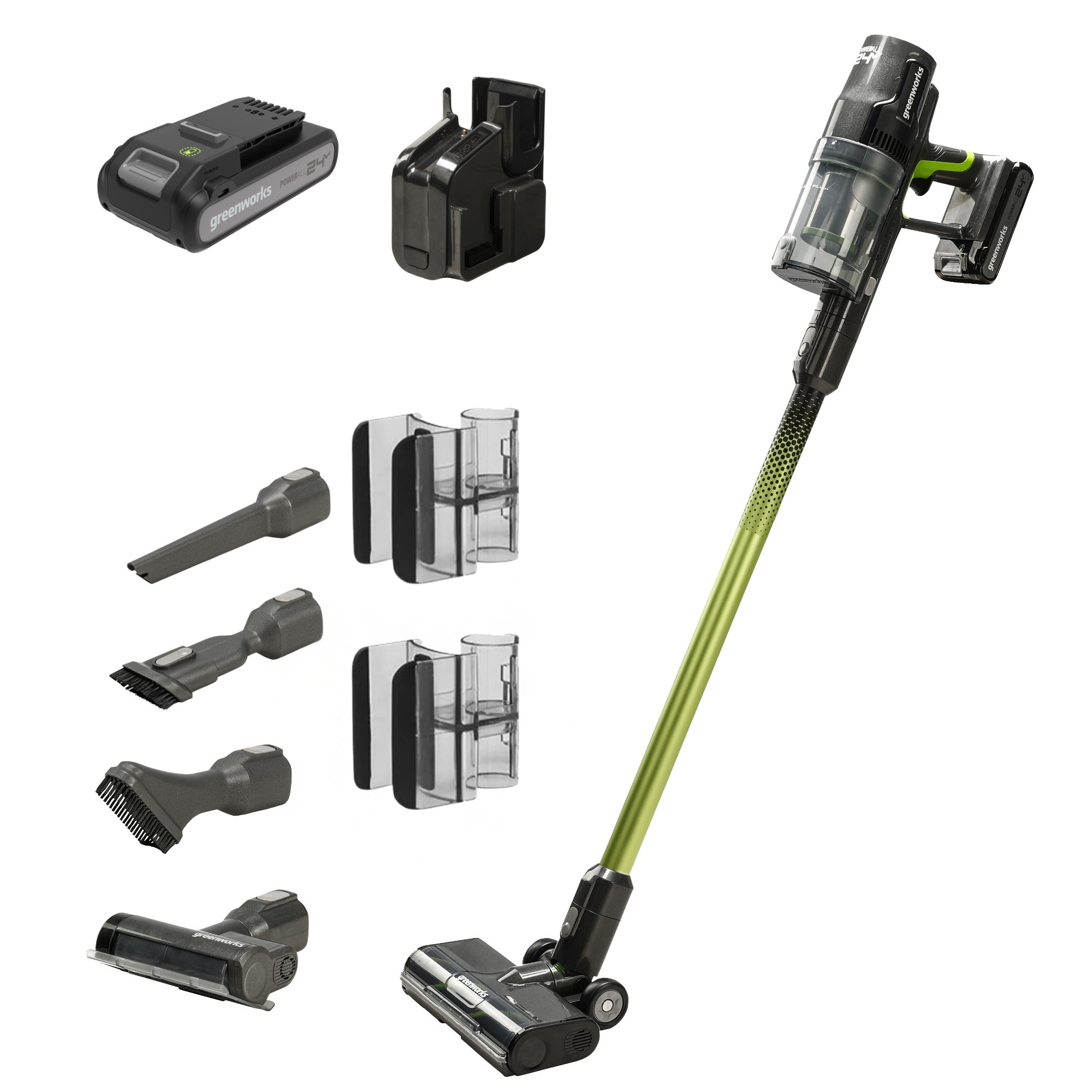 24V Cordless Battery Green Stick Vacuum Kit w/ 4.0Ah USB-C Battery & Charger