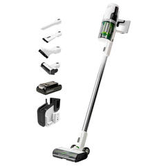 24V Cordless Battery White Deluxe Stick Vacuum w/ 4.0 Ah USB-C Battery & 30-Minute Super Charger
