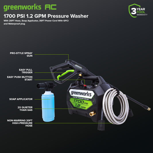 1700-PSI Hand Carry 1.2-GPM Electric Pressure Washer