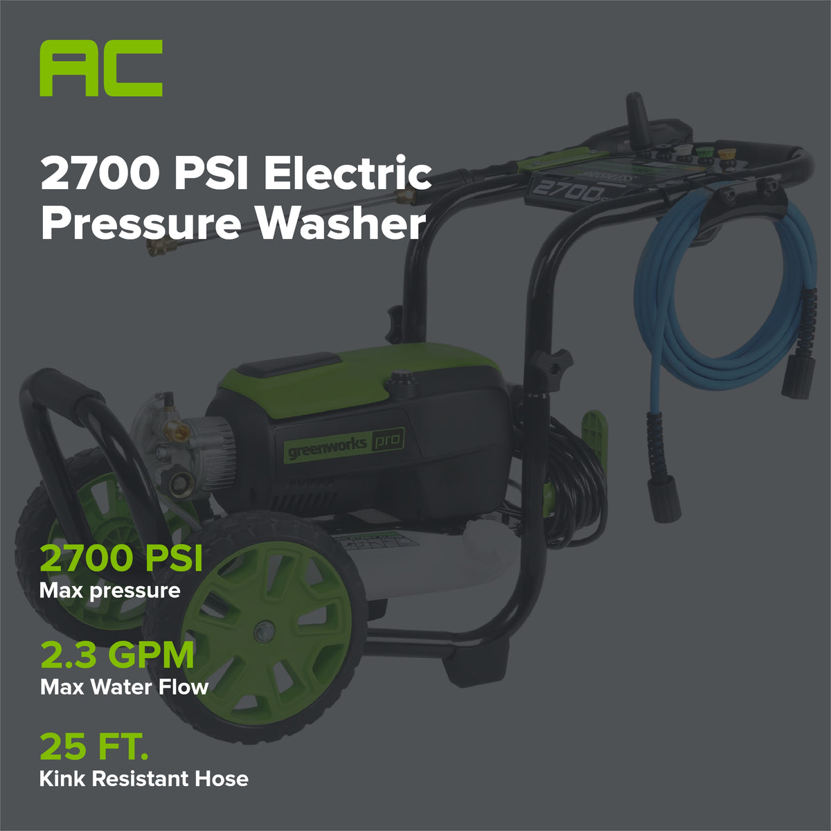 2700 PSI 2.3 GPM Cold Water Electric Pressure Washer