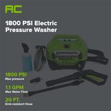 1800 PSI 1.1 GPM Cold Water Electric Pressure Washer