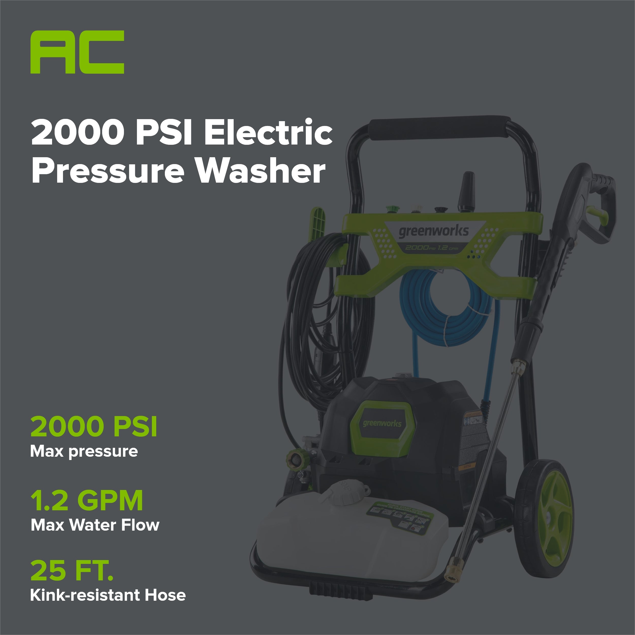 2000 PSI 1.2 GPM Cold Water Electric Pressure Washer