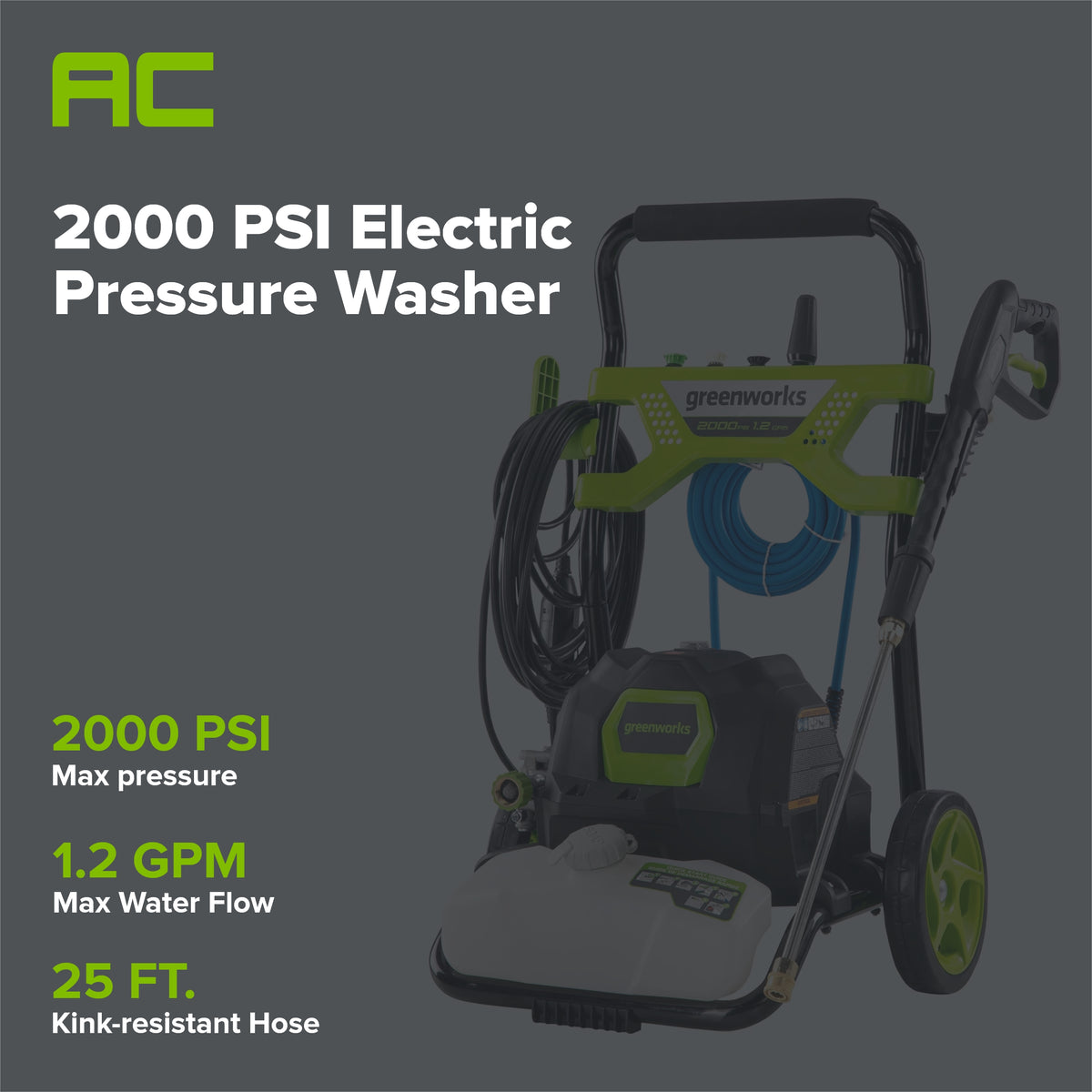 2000 PSI 1.2 GPM Cold Water Electric Pressure Washer