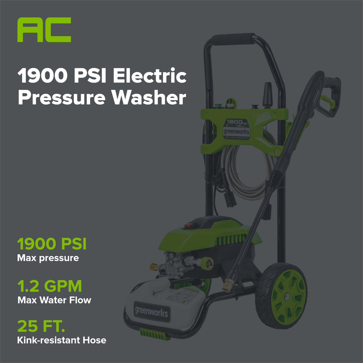 OPEN BOX 1900 PSI 1.2 GPM Cold Water Electric Pressure Washer