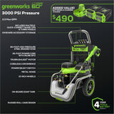 Corded/60V Hybrid 3000-PSI 2.0 GPM Electric Pressure Washer w/ (2) 5.0Ah Batteries & Dual-Port Charger