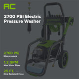 2700 PSI 1.2 GPM Cold Water Electric Pressure Washer