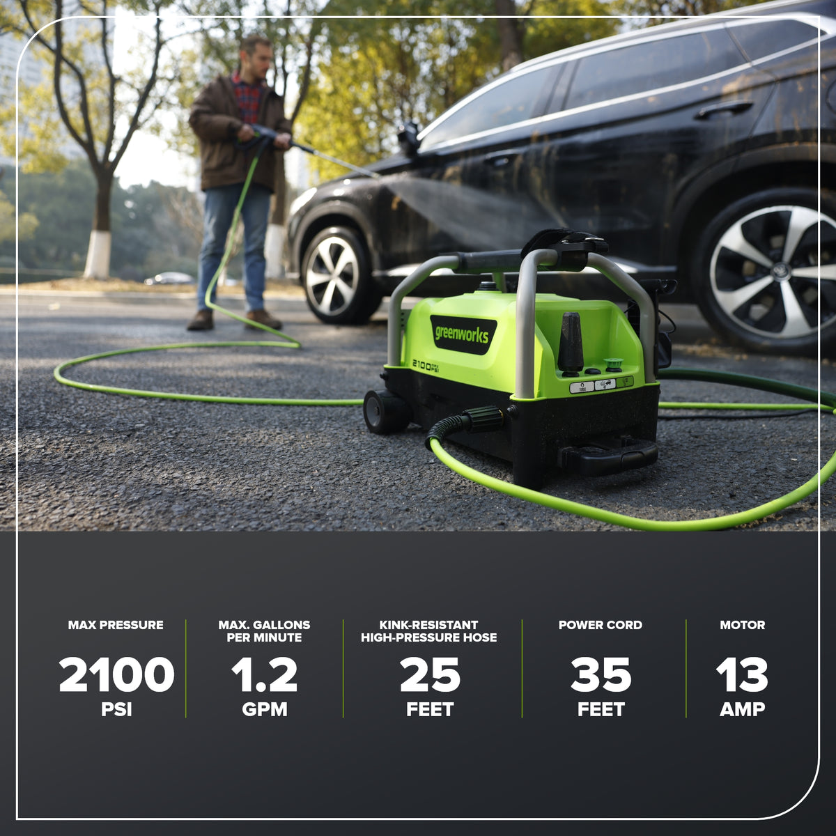 2100 PSI 1.2 GPM Portable Cold Water Electric Pressure Washer