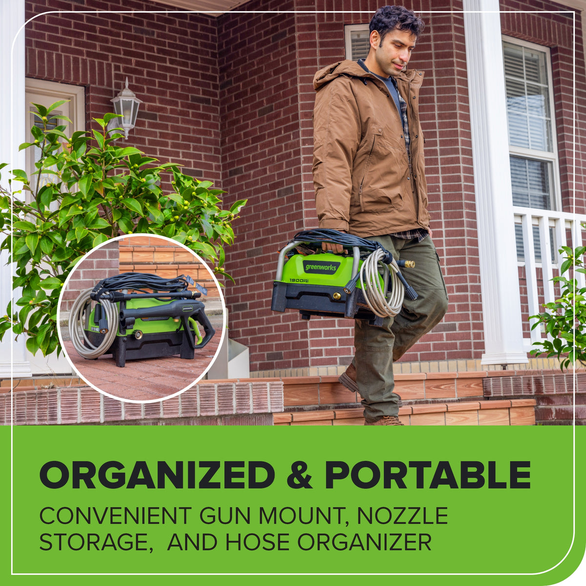 1900 PSI 1.2 GPM Portable Hand Carry Cold Water Electric Pressure Washer