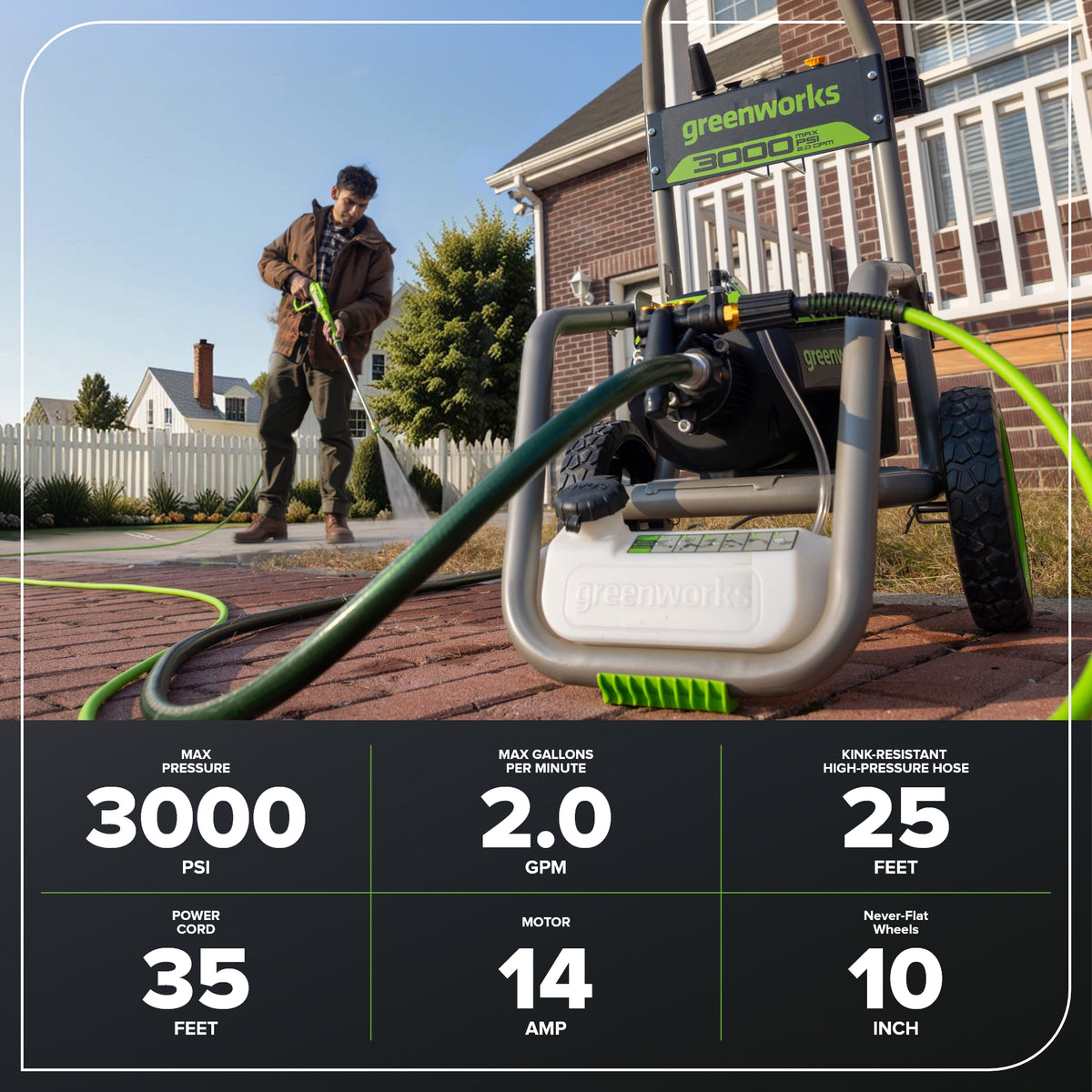 3000-PSI 2.0 GPM Pressure Washer(Gen 2) | Greenworks Tools