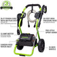 2000 PSI 1.1 GPM Cold Water Electric Pressure Washer (Green Frame)