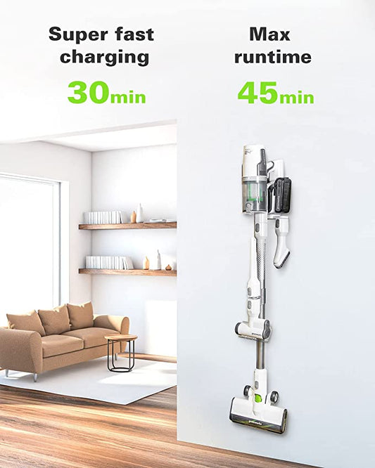 24V Cordless Battery White Stick Vacuum 3-in-1 Bundle w/ Two (2) 4.0Ah USB Batteries & Charging Stand