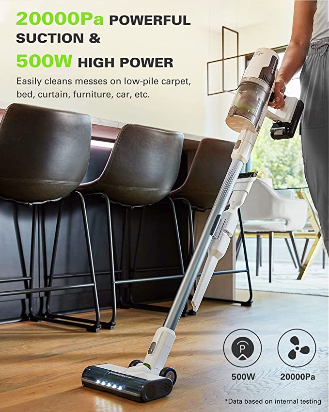 24V Cordless Battery White Deluxe Stick Vacuum w/ 4.0 Ah USB-C Battery & 30-Minute Super Charger