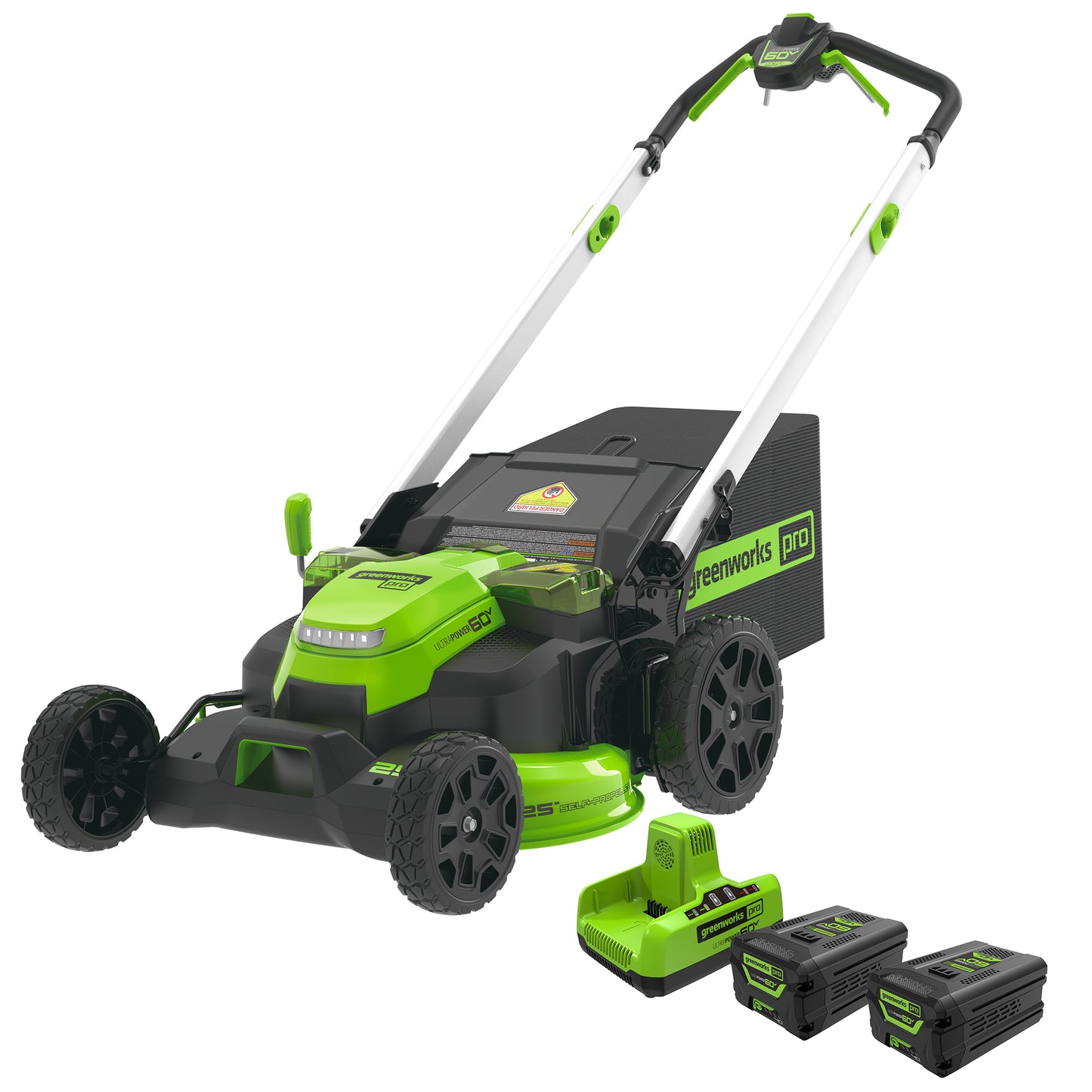 60V 25" Self-Propelled Lawn Mower 4-pc Combo Kit w/ (2) 4.0Ah Batteries and Dual Port Charger