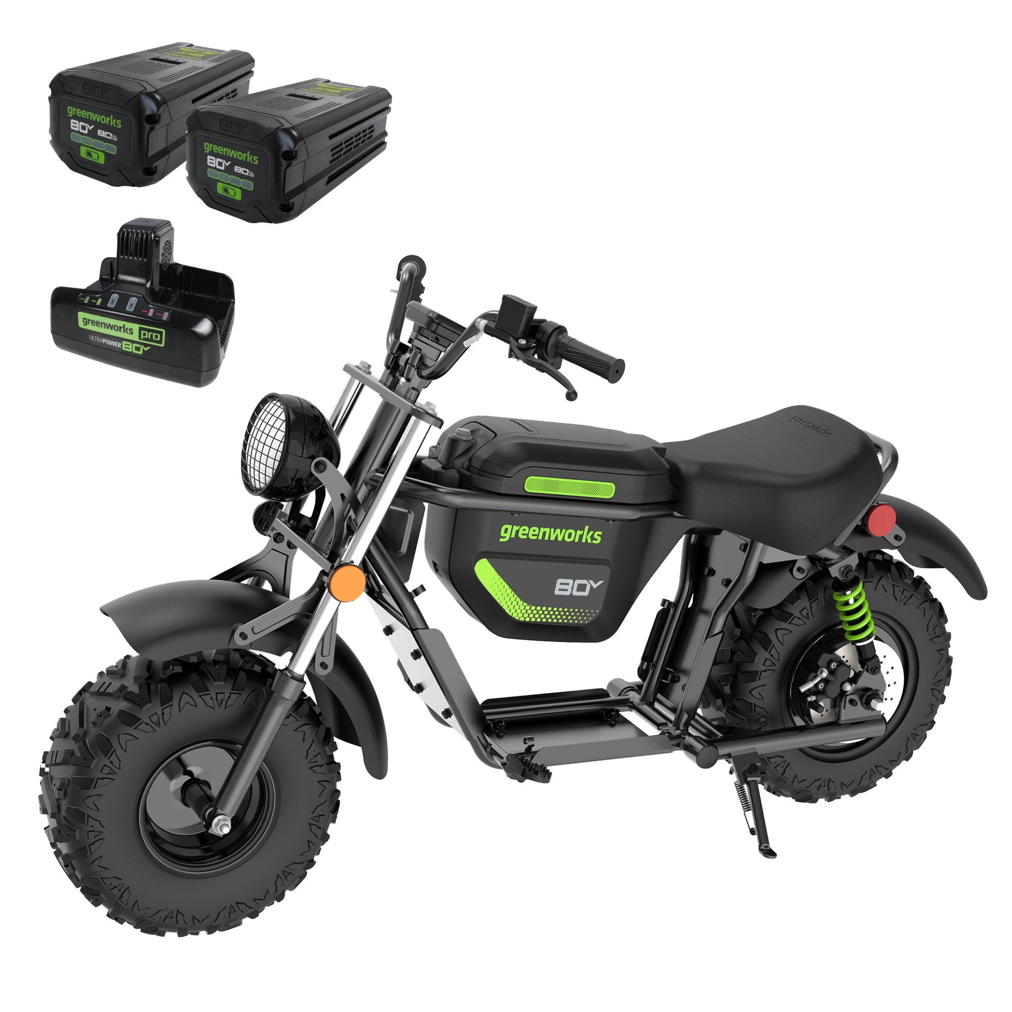 Greenworks 80V Stealth Series Electric Mini-Bike w/ (2) 8.0Ah Batteries & Charger