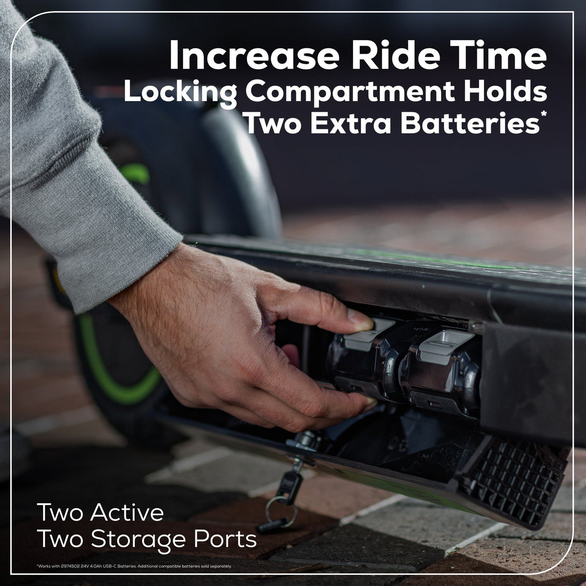 48V (24V x 2) STEALTH Series Electric Scooter: (2)4.0 Ah Batteries and Dual-Port Charger