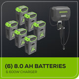 60V 42" Cordless Battery CrossoverT Riding Lawn Mower, (6) 8.0 Ah Batteries and 600W Wall Charger