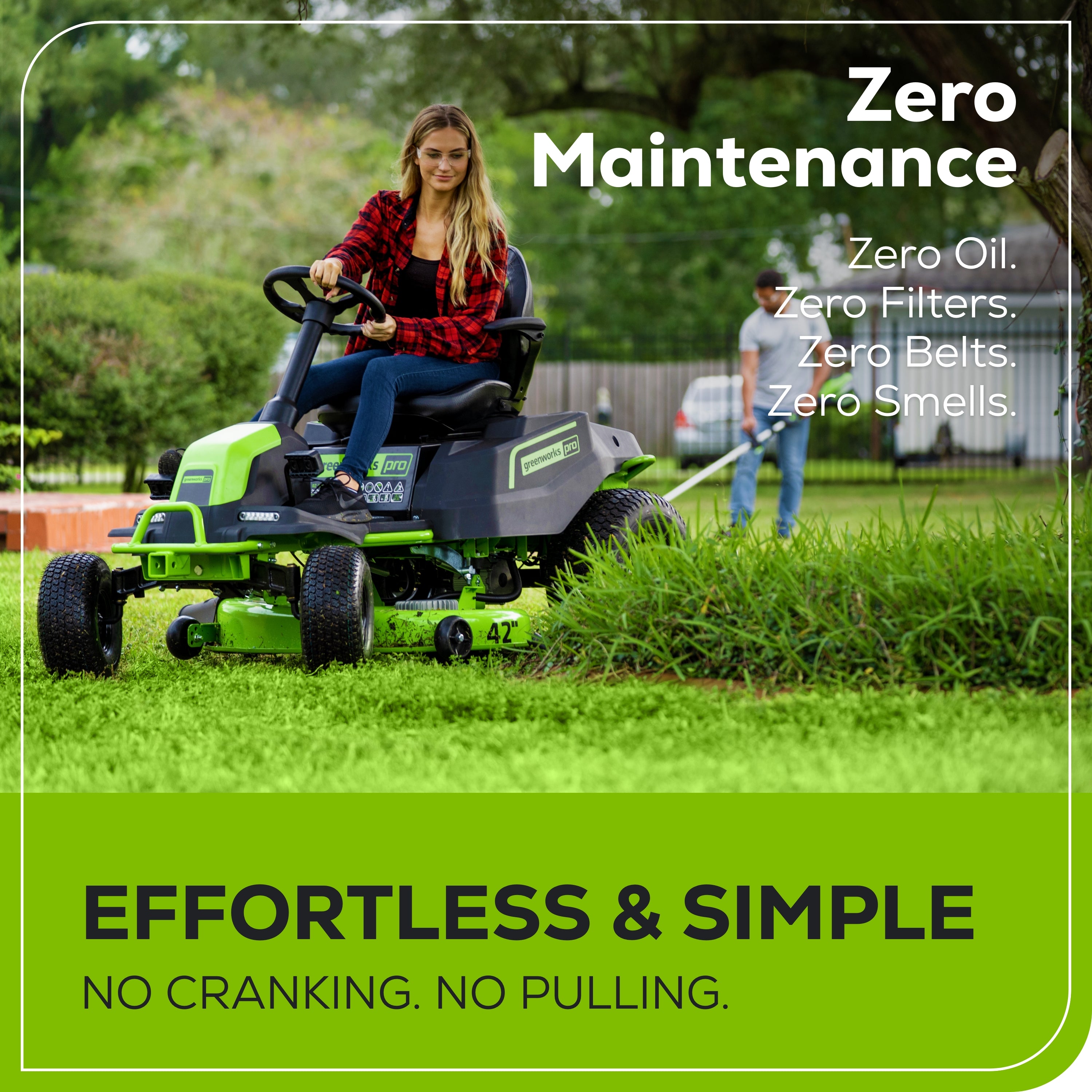 60V 42" Cordless Battery CrossoverT Riding Lawn Mower, (6) 8.0 Ah Batteries and 600W Wall Charger