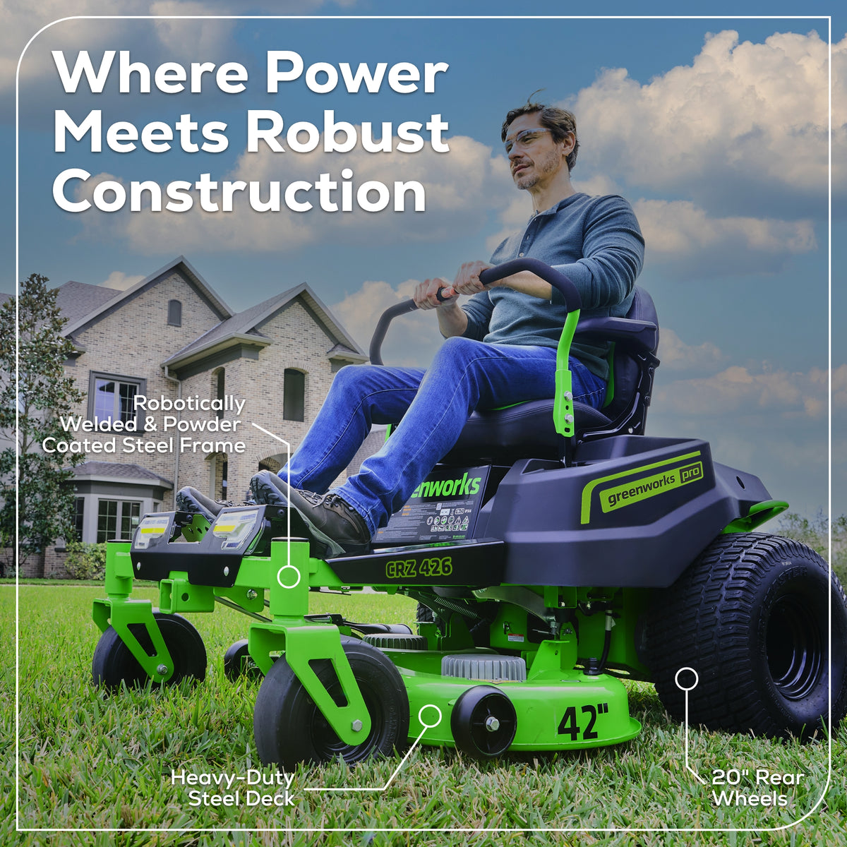 60V 42" Electric CrossoverZ Zero Turn Mower: (6) 8 Ah Batteries and 600W Wall Charger