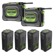 <h3>Four(4)8Ah and two(2)16Ah Batteries</h3><p>Mow up to 5.12 acres on a single charge.</p>