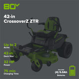 80V 42" Cordless Battery CrossoverZ Zero Turn Lawn Mower w/ (4) 5Ah Batteries & (3) Dual Port Chargers