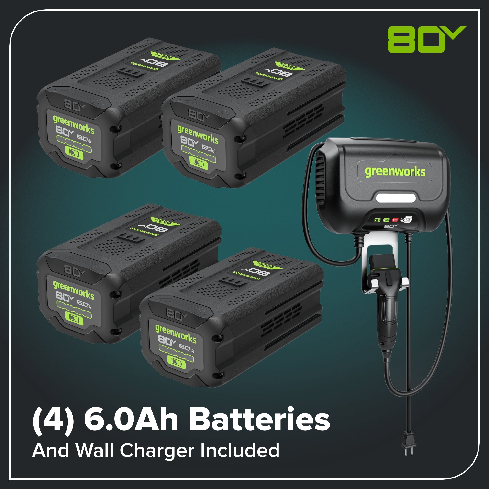 80V 30" CrossoverT Riding Lawn Tractor : (4) 6.0 Ah Batteries and 600-Watt Charger