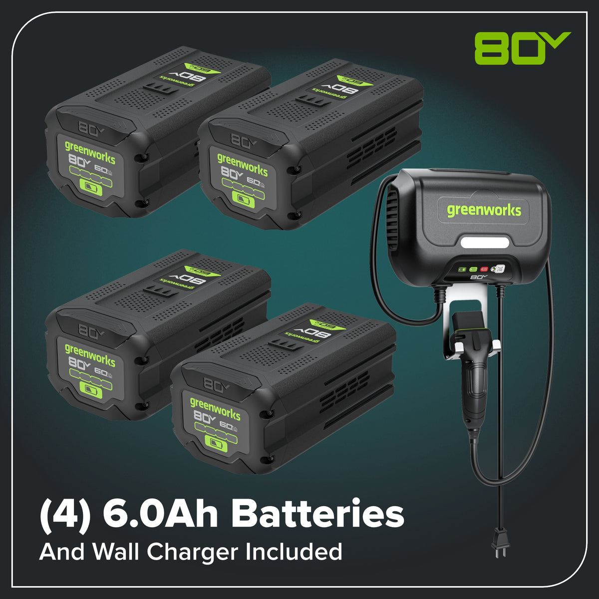 80V 30" CrossoverT Riding Lawn Tractor : (4) 6.0 Ah Batteries and 600-Watt Charger