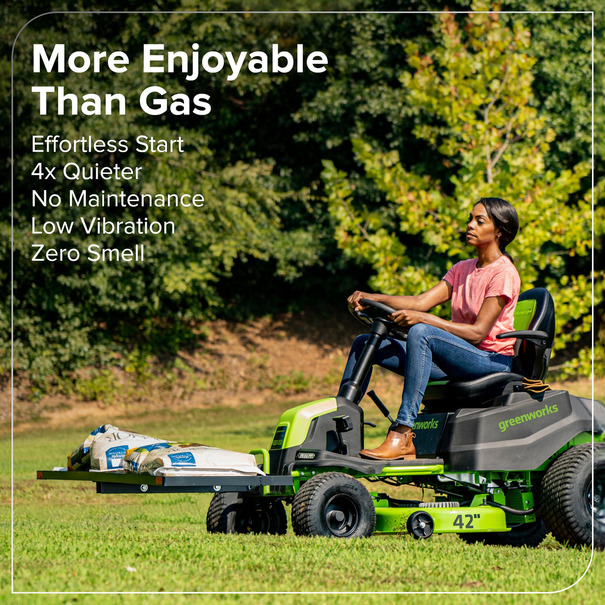 60V 42" Cordless Battery CrossoverT Riding Lawn Mower, (4) 8.0 Ah Batteries and 600W Wall Charger