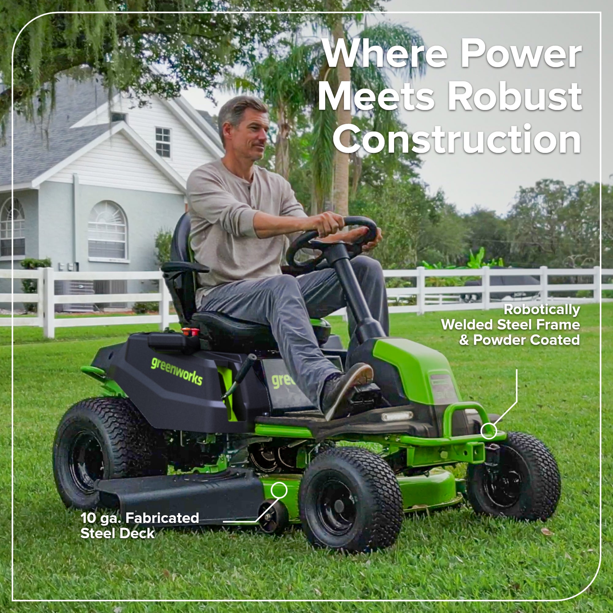 60V 42" Cordless Battery CrossoverT Riding Lawn Mower, (4) 8.0 Ah Batteries and 600W Wall Charger